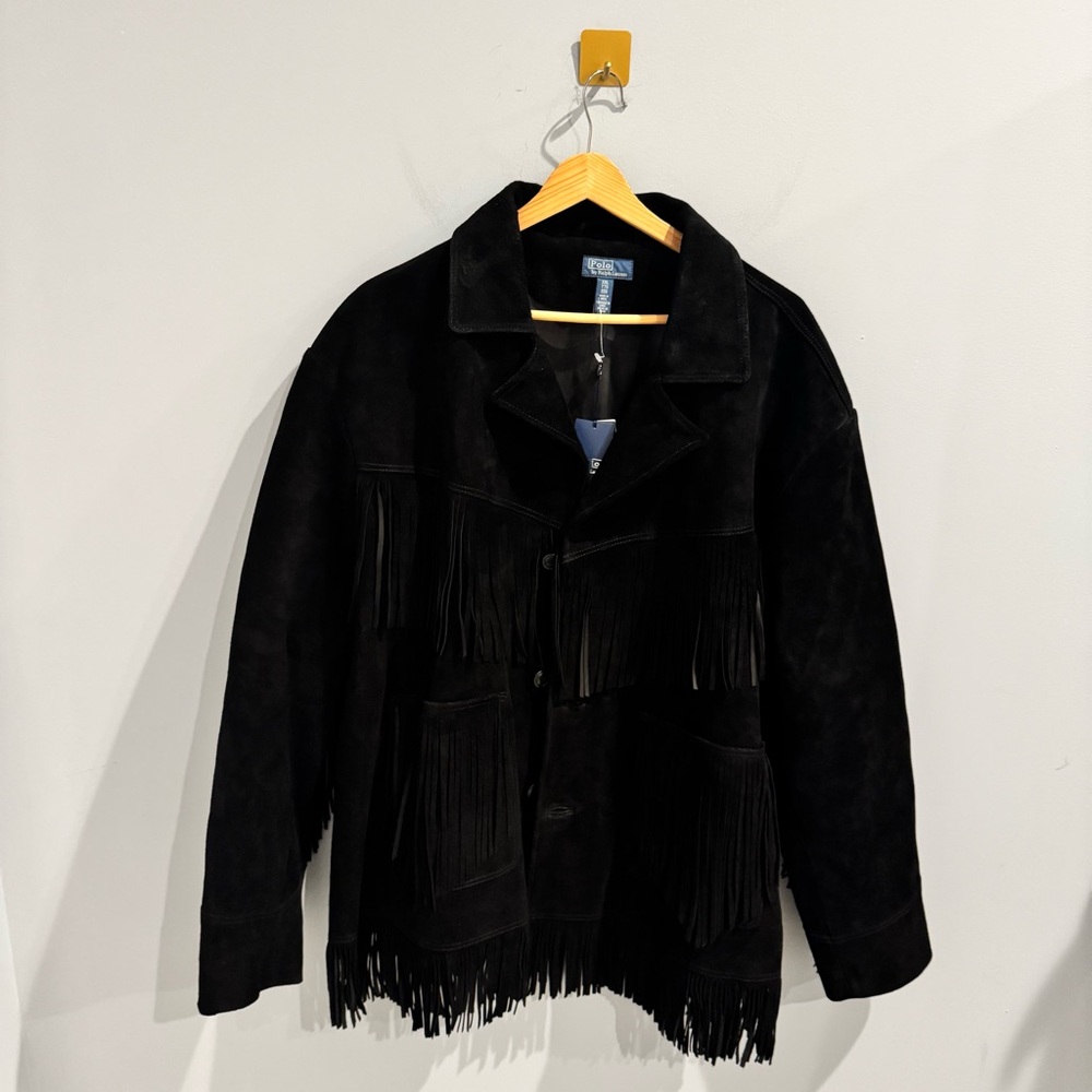 NWT Polo Ralph Lauren Fringe Suede Western Jacket in Black, Size XXL - Picture 7 of 16